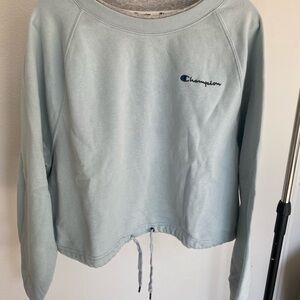 Champion Women's Sky Blue Cropped Sweater